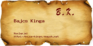 Bajcs Kinga névjegykártya
